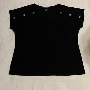 Elegant Black Button-Detail Blouse
